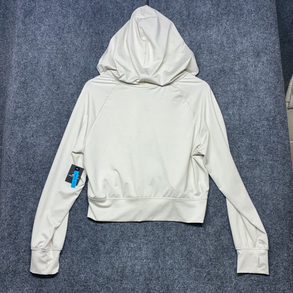 Pro Player Jacket Oatmeal L Full Zip Cropped Hooded Wicking Thumbhole Activewear